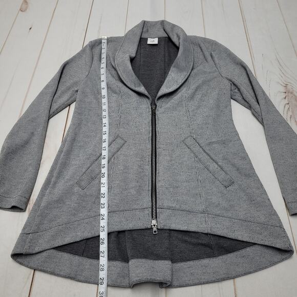 Cabi drop off zip back blazer jacket jersey striped gray long length - Picture 3 of 8